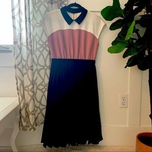 Kate Spade Peter Pan Collar Accordion Pleat Dress
